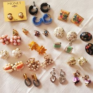 Vintage Clip-On Earrings 15 plus 3 screw-backs Earrings All wearable & lovely❣